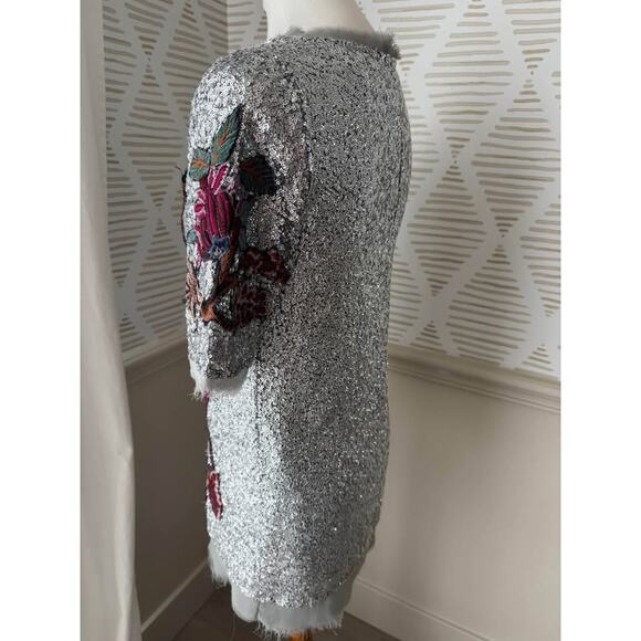 Zara XS Silver Sequin Embroidered Mini Dress ASO Alexis Rose in Schitt's Creek - Picture 6 of 10